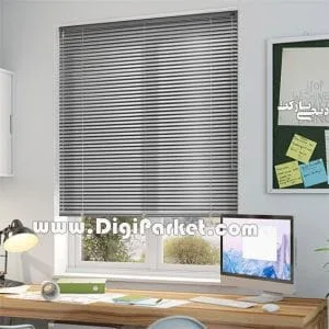 پرده کرکره فلزی نقره ای ساده  خوش سایه