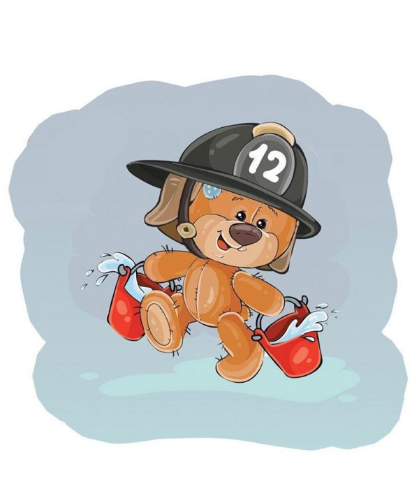 پرده کودک خرس کوچولو آتش نشان