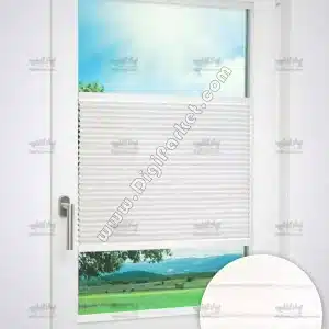 پرده پلیسه پشت دری Milano سفید پایه ساده