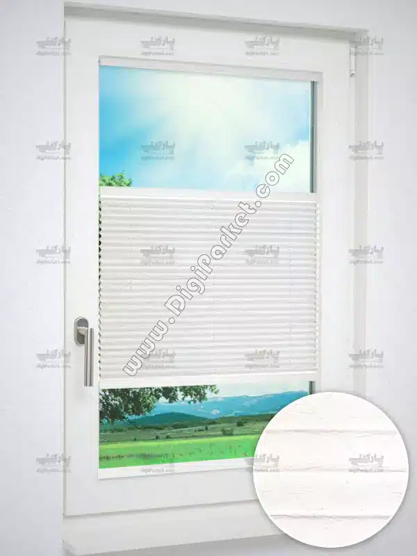 پرده پلیسه پشت دری Milano سفید پایه ساده مدل اقتصادی 2 پرده پلیسه پشت دری Milano سفید پایه ساده