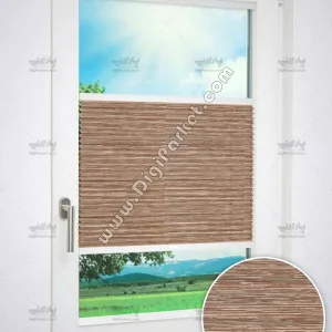 پرده پلیسه پشت دری بامبو قهوه‌ای روشن Versus پایه ساده