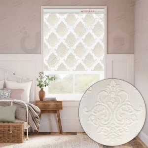 پرده زبرا شید رول شب و روز دومکانیزه داماسک سفید