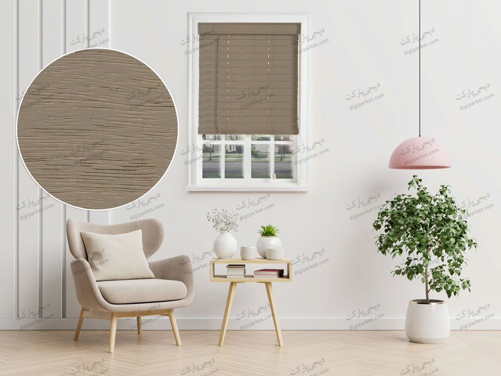 پرده کرکره چوبی طوسی روشن ۵ سانتیمتری کد dp004 1 پرده کرکره چوبی طوسی روشن ۵ سانتیمتری کد dp004