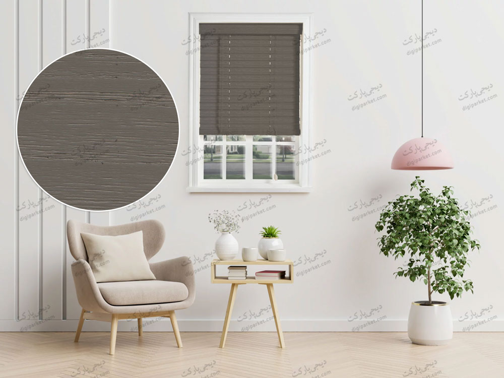 پرده کرکره چوبی طوسی فیلی ۵ سانتیمتری کد dp1350 1 پرده کرکره چوبی طوسی فیلی ۵ سانتیمتری کد dp1350